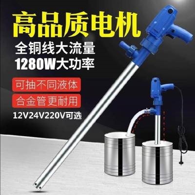 齿轮泵吸抽液油泵油器伏手提式抽油泵快速油桶24V220V12耐高温