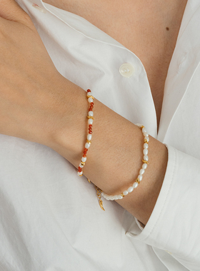 Savi x Missoma 绮运联名系列绮运珠红白拼色手链本命年红绳礼物