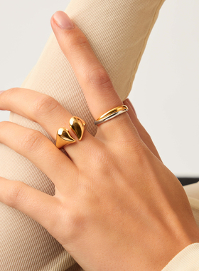 Missoma鎏心扣爱心开口戒指叠戴轻奢高级感礼物情侣食指戒尾戒