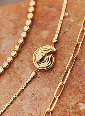 Missoma旋律系列海螺蛇骨链条手链镀18k金轻奢小众精致叠戴手链