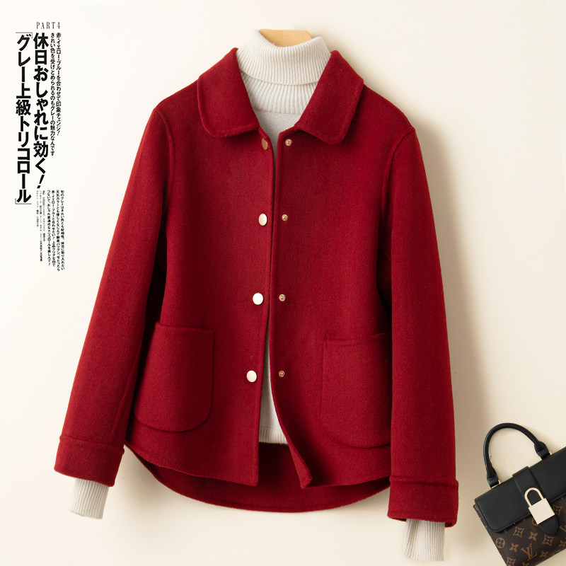 秋冬反季双面短款小个子羊绒大衣 上官慕毛呢外套