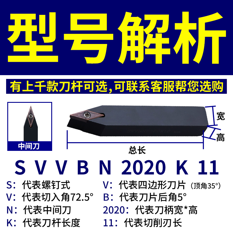 楚傲数控刀杆外圆外径车刀杆72.5度螺钉尖刀SVVBN2525M16车床刀具 - 图0