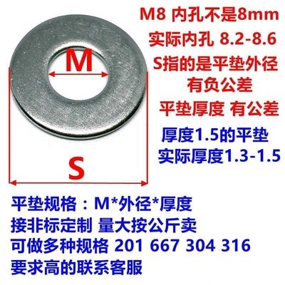 按斤正宗大厂304不锈钢平垫片加大加厚大外径金属垫圈华司介子