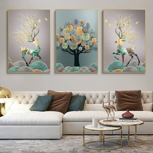 Гостиная 5D Diamond Painting Elk Тройная живопись на северных растениях полна бриллиантового кросс -стежка Light Luxury 2024 New Masonry Show