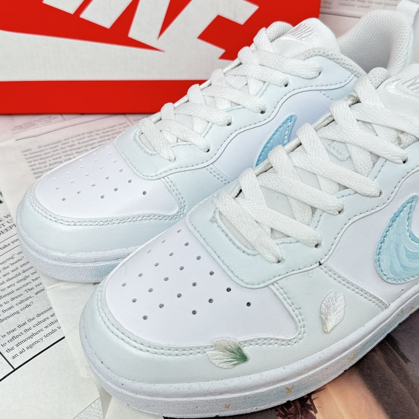 【定制球鞋】Nike Court Borough  GS/新中式盘扣  BQ5448-100,淘宝优惠券,粉丝福利购,淘宝优惠卷