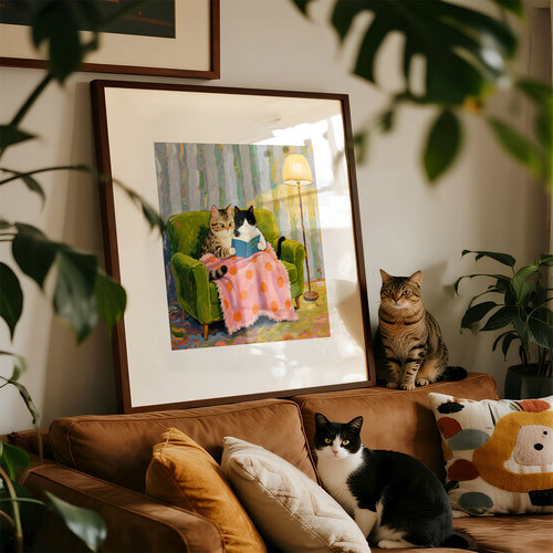 ZOYART 猫咪装饰画温暖的陪伴餐厅客厅玄关卧室动物治愈ins风挂画 - 图1