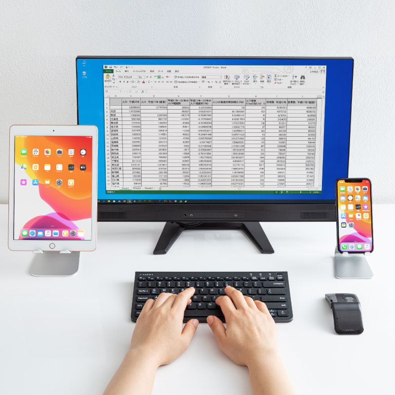 日本SANWA无线键盘蓝牙可充电超薄电脑ipad平板手机MAC通用打字
