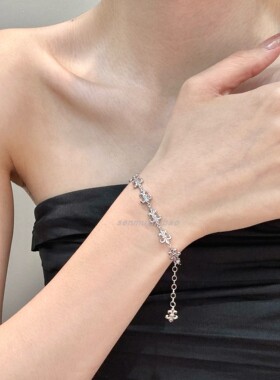 跨境爆款法式复古宫廷风925纯银鸢尾花手链小众设计高级感送礼物