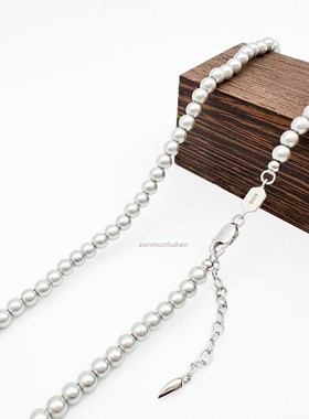 925纯银高级感灰色珍珠项链