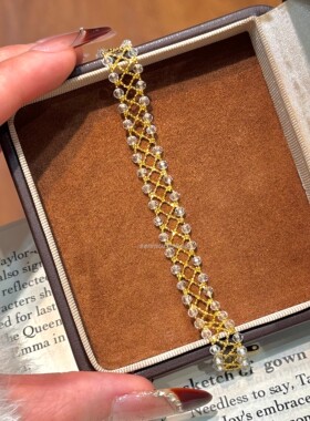 925纯银意大利蕾丝双排抽拉编织手链女蕾丝交叉轻奢高级欧美热卖