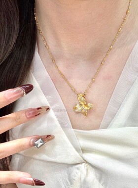 925纯银直播货源意大利拉丝工艺蝴蝶仙女项链小众轻奢气质项链女