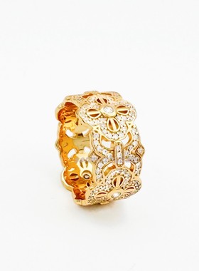 925纯银镀金金刚杵戒指镶嵌锆石