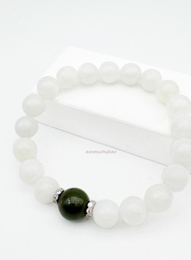 925纯银天然和田玉碧玉手串手饰