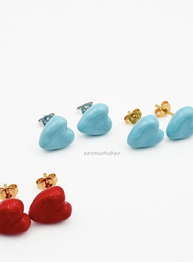 925纯银镀金爱心滴油项链铜耳钉