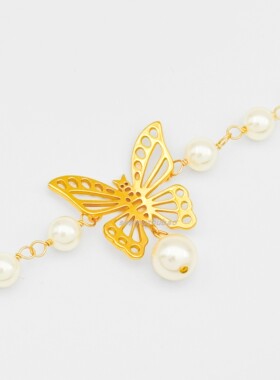 925纯银引流爆款镂空蝴蝶珍珠项链法式高级感锁骨链小众新款轻奢