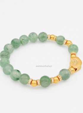 925纯银新中式复古国潮古风天然非洲翠平安锁转运手串本命年新年