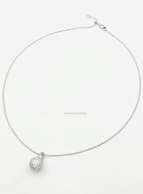 轻珠宝 拉丝圆球项链满天星吊坠可转动925银轻奢设计高级感锁骨链