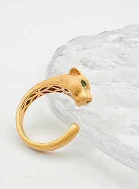 拉丝工艺金钱豹子招财戒指