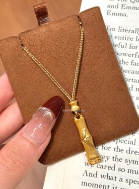 国风S925纯银新中式复古竹子竹节项链高级感节节高升抽拉棕绳项链