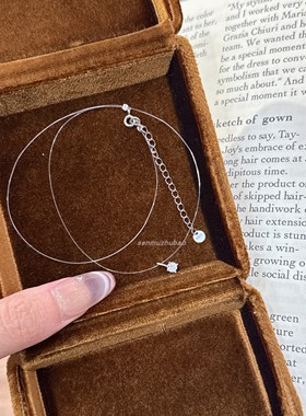 仙女风S925纯银单钻鱼线项链人鱼之泪隐形高级感简约轻奢锁骨链女