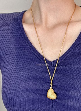 925银镀金爱心拉丝肖邦链项链