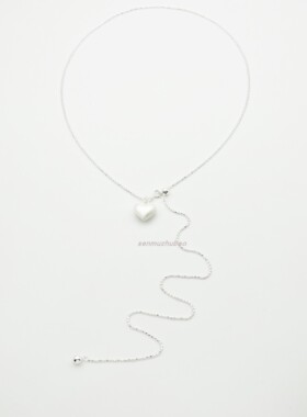 925银拉丝爱心圆珠链条长款项链