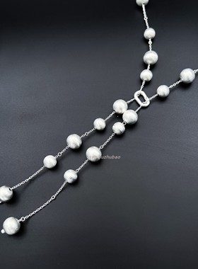 拉丝银球串珠项链小众长款毛衣链