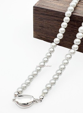 高级感极简风灰色珍珠项链