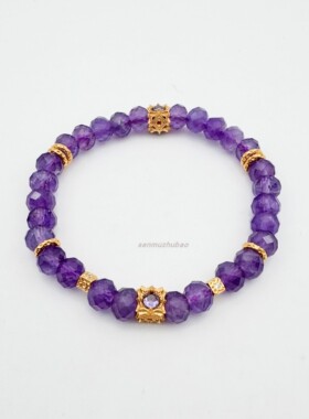 九紫离火s925银镀金紫水晶手串