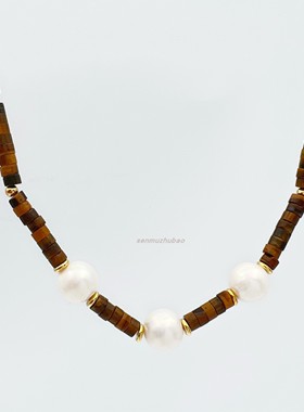 秋季天然宝石珍珠拼接项链高级小众时尚ins冷性风百搭叠戴锁骨链
