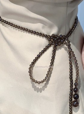 叠戴长款毛衣链欧美天然石项链