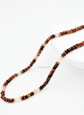 925银天然虎眼石马来玉串珠项链