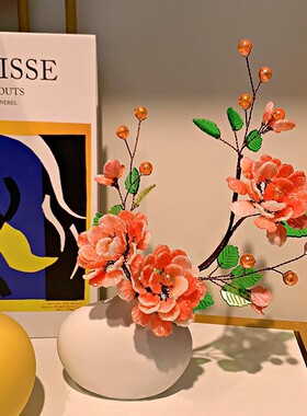 手工豆瓶素烧陶瓷花材插干花摆件