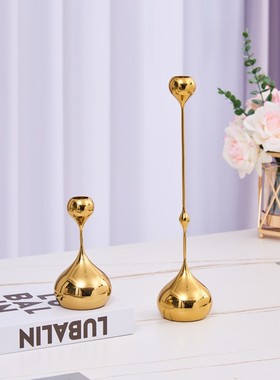 欧式轻奢金属水滴银色蜡烛