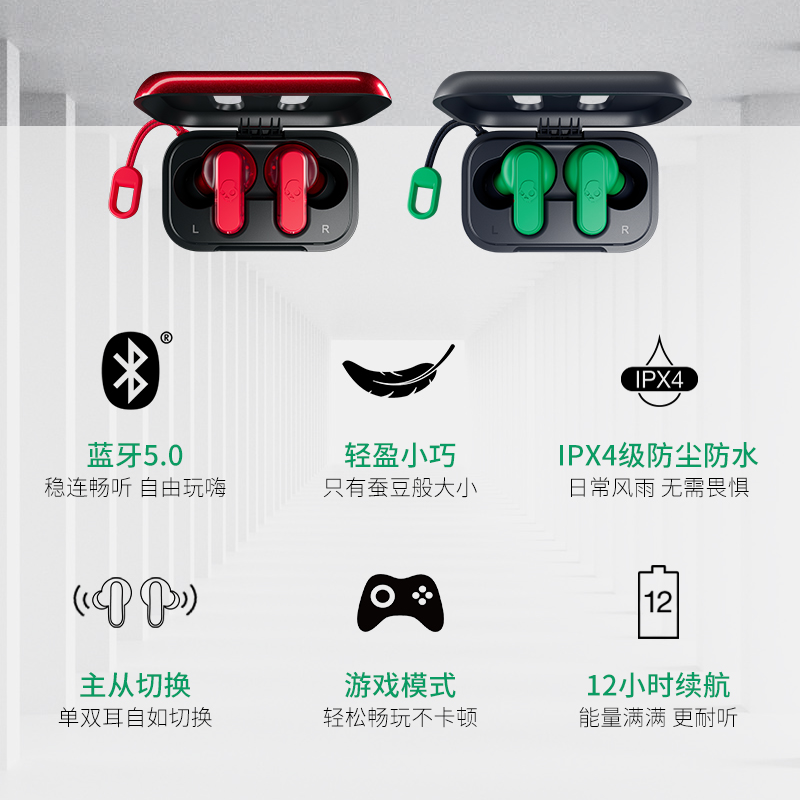 骷髅头/Skullcandy DIME迷你豆真无线蓝牙耳机半入耳式运动降噪 - 图3