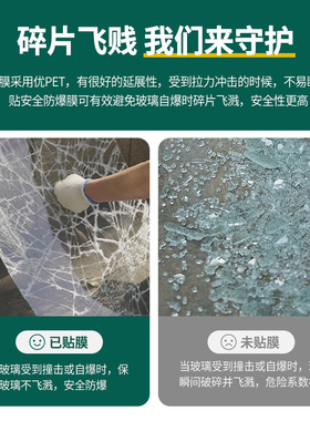 淋浴房钢化玻璃推拉门透明防爆膜