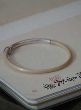 925纯银极白极细西藏山南鸡血藤手镯简约细条叮当复古新中式小众