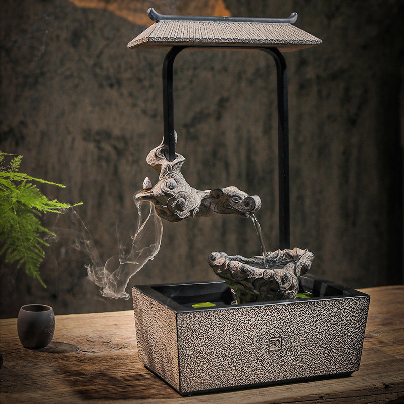 汉韵堂创意流水摆件新中式客厅玄关茶台桌面循环水装饰倒流香景观,淘宝优惠券,粉丝福利购,淘宝优惠卷