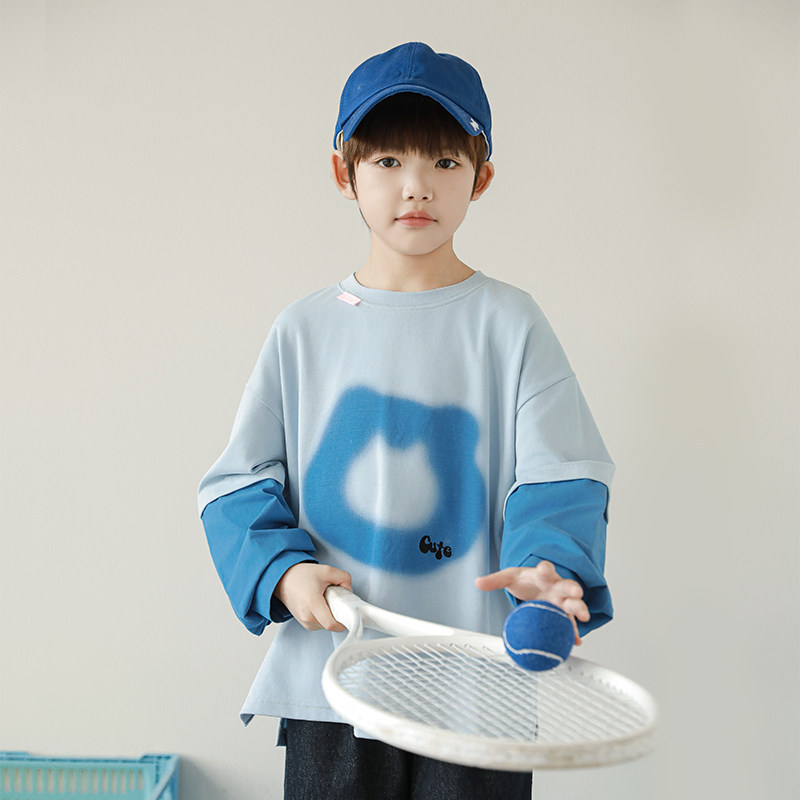 oddtails男童纯棉长袖t恤2025春季新款男大童打底衫儿童春装上衣,淘宝优惠券,粉丝福利购,淘宝优惠卷