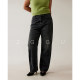 Jinggu black label JGGU traces the old traces of blue, retro washed and distressed temperament, slimming and concealing cigarette pipe jeans
