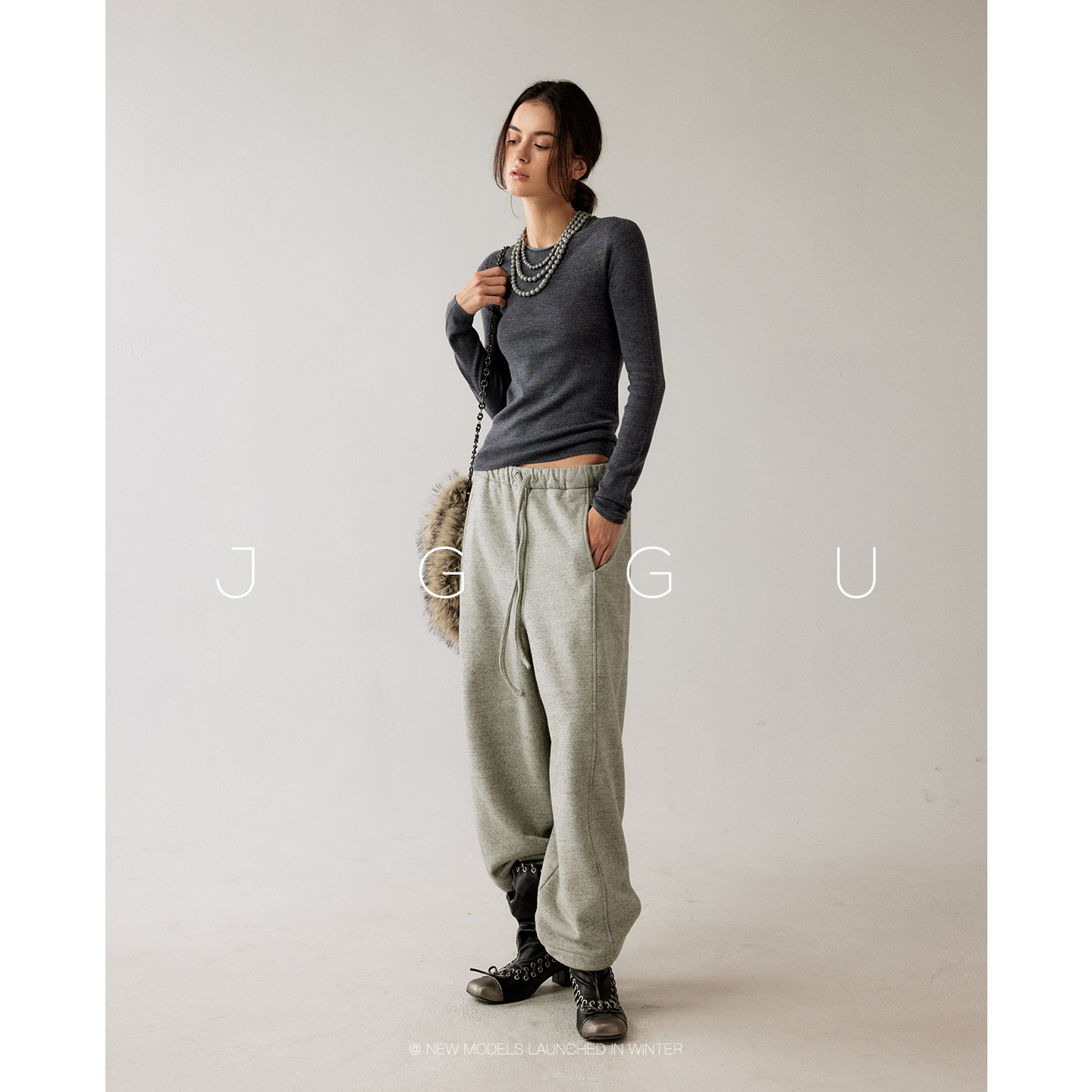 晶咕黑标JGGU【自在随享】软糯密织毛感面料全棉松紧腰抽绳阔腿裤,淘宝优惠券,粉丝福利购,淘宝优惠卷