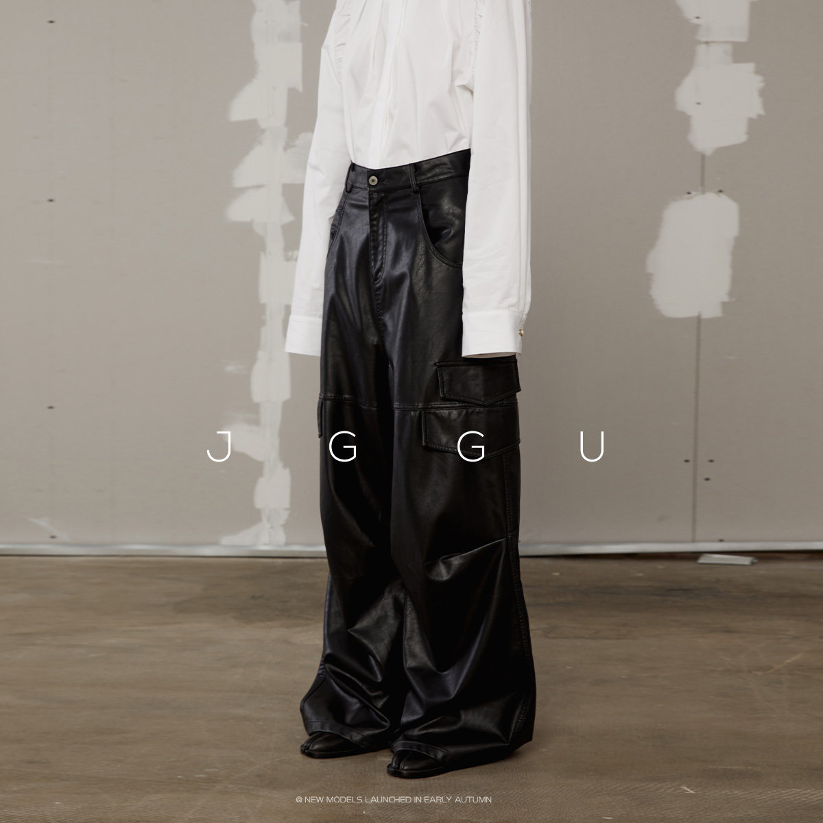 晶咕黑标JGGU全尺码秋冬季复古中腰宽松 工装蛋白皮阔腿裤,淘宝优惠券,粉丝福利购,淘宝优惠卷
