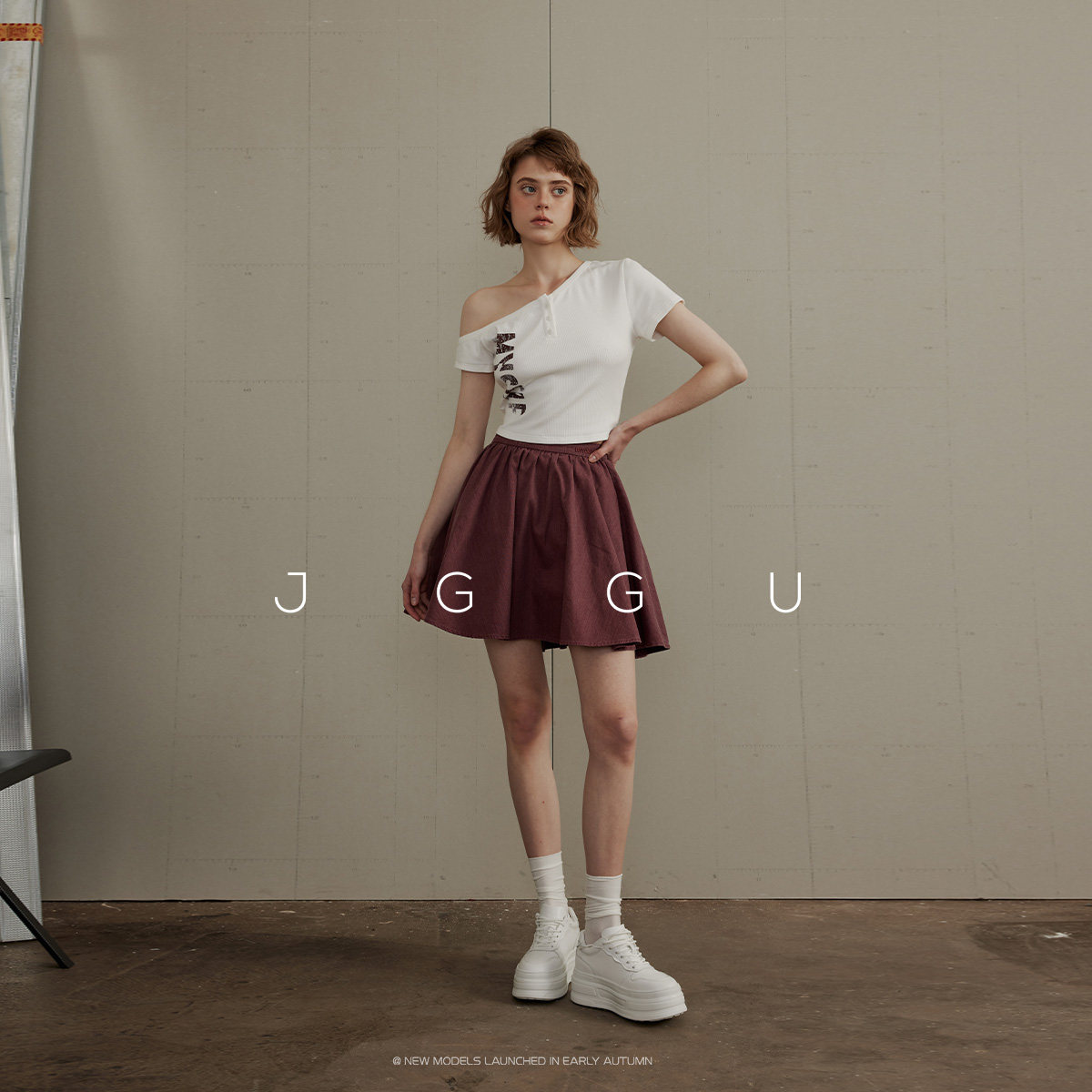 晶咕JGGU麻感刺绣压皱盐系纯棉半身裙裤女夏季高腰a字显瘦短裙子,淘宝优惠券,粉丝福利购,淘宝优惠卷