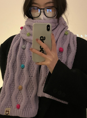 刺毛叔叔秋冬针织韩版女围巾保暖