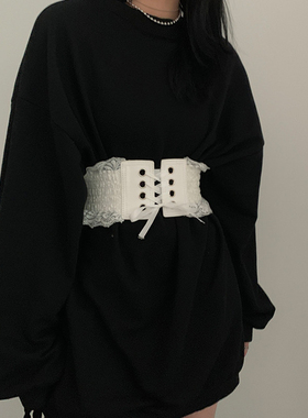 装饰宽腰带女士配裙子大衣