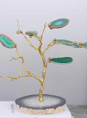 金枝玉叶家居招财树未央玛瑙摆件