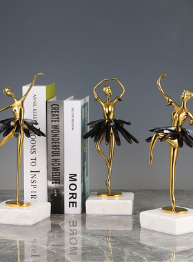 欧式轻奢芭蕾舞蹈女孩人物黑水晶玛瑙家居摆件客厅玄关酒柜软装饰