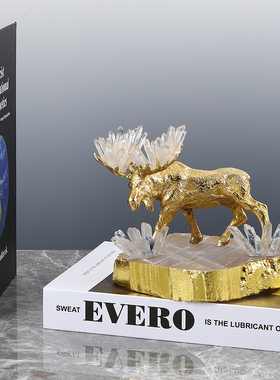 吉祥天然黄铜酒柜别墅送礼水晶石