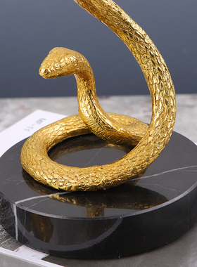 大理石黄铜眼镜皇蛇软装饰摆设