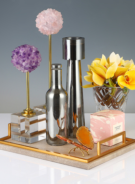 轻奢金属包皮装饰托盘家居摆件